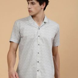 JADEBERRY Standard Geometric Printed Club Collar Cotton Casual Shirt-image-43