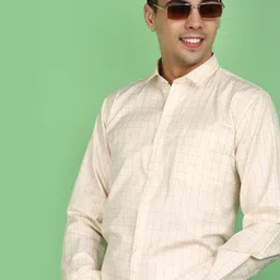 V-Mart Checked Spread Collar Long Sleeves Regular Fit Formal Shirt-image-57