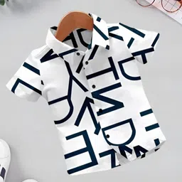BAESD Boys Typography Printed Spread Collar Casual Shirt-image-4
