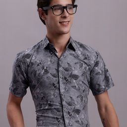 JAINISH Classic Floral Printed Spread Collar Regular Fit Polycotton Formal Shirt-image-94