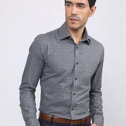 LOUIS STITCH Comfort Tartan Checked Spread Collar Chest Pocket Cotton Formal Shirt-image-4