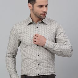 MUTAQINOTI Comfort Opaque Geometric Printed Cotton Formal Shirt-picture-28