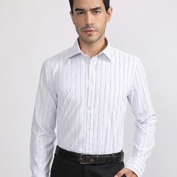 MUTAQINOTI Vertical Striped Comfort Fit Cotton Formal Shirt-picture-47