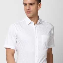 Van Heusen Men White Regular Fit Floral 100% Cotton Formal Shirt-image-60