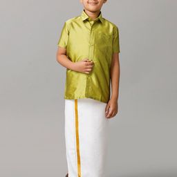 Ramraj Boys Spread Collar Shirt With Adjustable Veshti-16