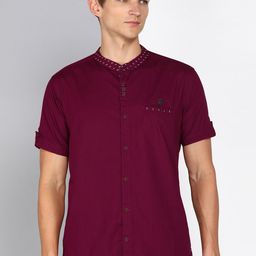 Kuons Avenue Smart Slim Fit Band Collar Linen Casual Shirt-image-66