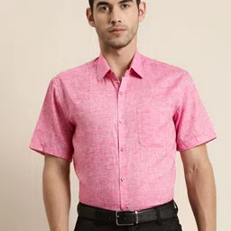 SOJANYA Men Pink Classic Regular Fit Solid Formal Shirt-image-10