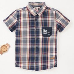 Ed-a-Mamma Boys Checked Spread Collar Short Sleeves Casual Shirt-image-71