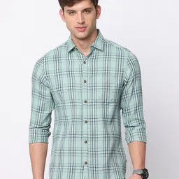 NIRVAAN Men Pure Cotton Slim Fit Tartan Checks Checked Casual Shirt-image-7