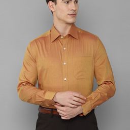 Louis Philippe Men Orange Solid Pure Cotton Formal Shirt-image-32
