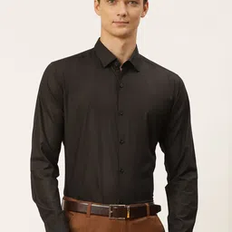 SOJANYA Men Black Classic Fit Solid Formal Shirt-image-61