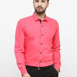 JAINISH Men Coral Solid Classic Cotton Formal Shirt-image-98