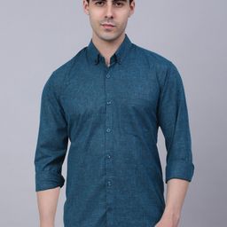 JAINISH Men Teal Classic Pure Cotton Casual Shirt-image-59