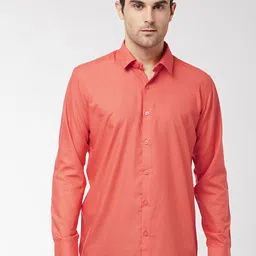 SOJANYA Men Orange Classic Regular Fit Cotton Linen Casual Shirt-image-79