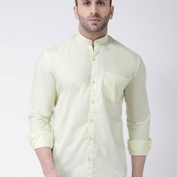 Hangup Men Yellow Smart Slim Fit Solid Casual Shirt-picture-49