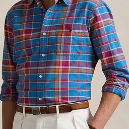 Polo Ralph Lauren Men Custom Fit Button-Down Collar Checked Cotton Formal Shirt-image-10