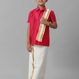 Ramraj Boys Short Sleeves Shirt With Veshti & Panchakacham-55