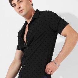 Campus Sutra Black Micro Ditsy Printed Classic Fit Casual Shirt-image-12