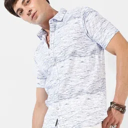 Campus Sutra Blue Graphic Printed Classic Fit Cotton Casual Shirt-image-40