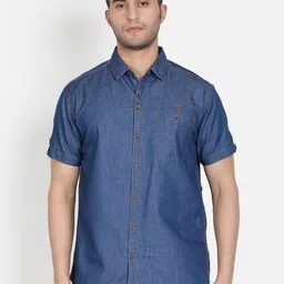 Kuons Avenue Men Blue Solid Smart Slim Fit Casual Shirt-image-69