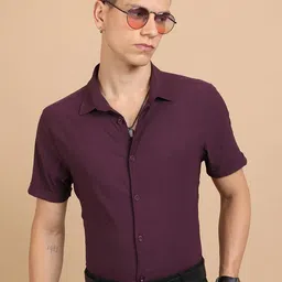 KETCH Slim Fit Spread Collar Short Sleeves Casual Shirt-image-94