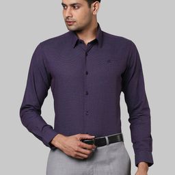 Raymond Men Purple Slim Fit Checked Cotton Formal Shirt-image-72