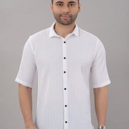 VILLAIN Vertical Striped Cotton Classic Slim Fit Casual Shirt-image-26