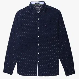 BYFORD by Pantaloons Men Navy Blue & Red Polka Dot Printed Slim Fit Casual Shirt-image-31