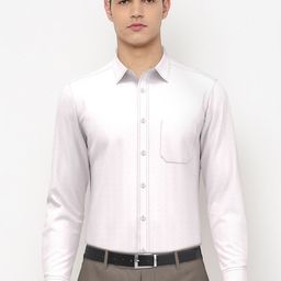 Peter England Men Off White Solid Regular Fit Formal Shirt-image-63