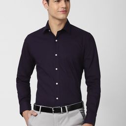 Peter England Men Navy Blue Slim Fit Formal Shirt-image-70