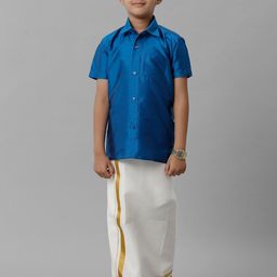 Ramraj Boys Shirt Collar Silk Cotton Clothing Set-picture-57