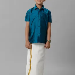 Ramraj Boys Shirt Collar Shirt With Adjustable Veshti-picture-17