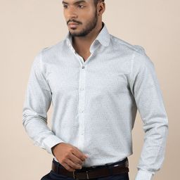 LOUIS STITCH Comfort Micro Ditsy Printed Spread Collar Cotton Formal Shirt-image-88