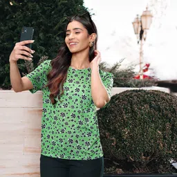 Marks & Spencer Floral Printed Round Neck T-Shirt-36