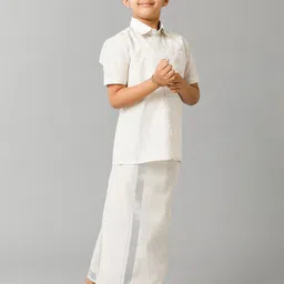 Ramraj Boys Spread Collar Shirt With Veshti-picture-49