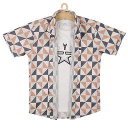 CAVIO Boys Rust Printed Casual Shirt-76
