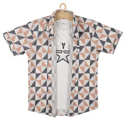 CAVIO Boys Rust Geometric Printed Casual Shirt-image-70