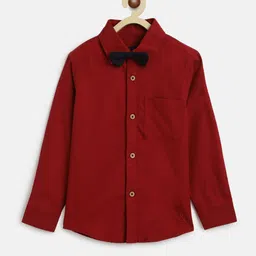 TALES & STORIES Boys Maroon Solid Casual Regular Fit Shirt-image-28