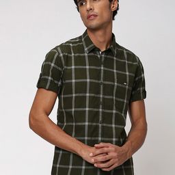 Mufti Classic Slim Fit Windowpane Checked Pure Cotton Casual Shirt-picture-36