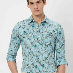 Mufti Trim Slim Fit Floral Printed Pure Cotton Casual Shirt-image-66