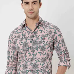 Mufti Trim Slim Fit Floral Printed Pure Cotton Casual Shirt-image-89