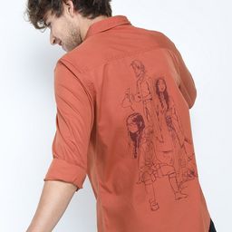 LOCOMOTIVE Men Rust Slim Fit Cotton Casual Shirt-image-28