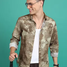 HIGHLANDER Slim Fit Abstract Printed Cotton Casual Shirt-image-84
