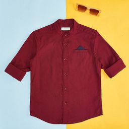 Pantaloons Junior Boys Mandarin Collar Cotton Party Shirt-image-61