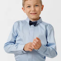 KATE & OSCAR Boys Smart Cutaway Collar Party Shirt With Bow-image-0