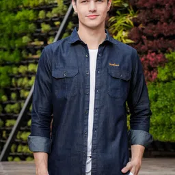 Bushirt Comfort Spread Collar Denim Weave Pure Cotton Casual Shirt-image-73