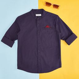 Pantaloons Junior Boys Mandarin Collar Cotton Party Shirt-picture-2