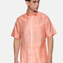 Sethukrishna Men Peach Silk Standard Casual Shirt-image-19