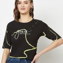 Crimsoune Club Abstract Printed Crop T-Shirt-image-9