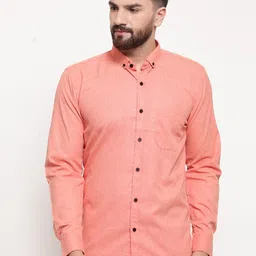 JAINISH Men Peach-Coloured Comfort  100% Cotton Casual Shirt-9